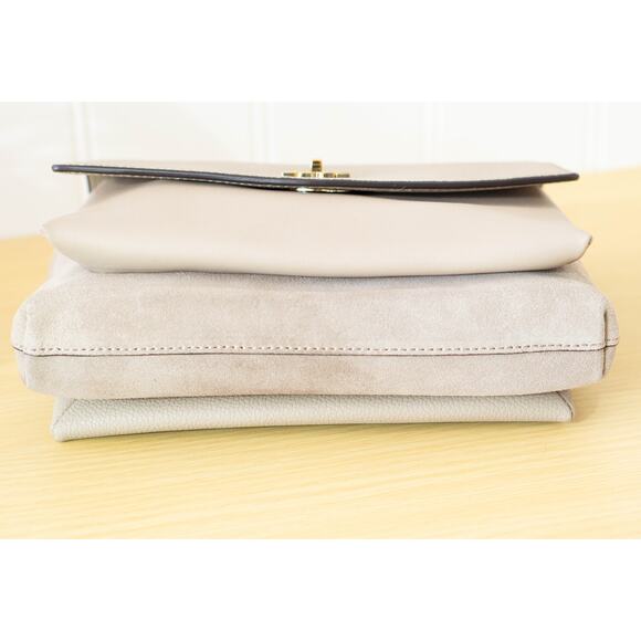 Tory Burch Kira Leather & Suede Shoulder Bag Gray - Picture 7 of 8